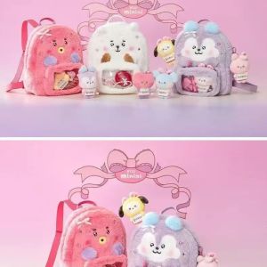 LINE FRIENDS | Model BT21 Minini Double-shoulder Pain Bag Travel Backpack for Storing Items Korean Pop Culture Accessories