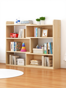 ตู้หนังสือไม้แท้แบบปรับได้ ตู้หนังสือแบบตั้ง ตู้หนังสือมุม ตู้หนังสือแบบเรียบง่ายสำหรับนักเรียนและเด็ก สำหรับใช้ในบ้าน