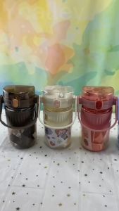 Botol Tempat Air Minum Anak Sticker Karakter Lucu Dengan Sedotan dan Tali 2 in 1 BPA Free inc Stiker