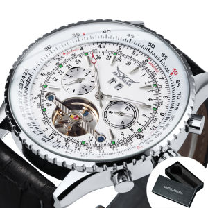 Jaragar Nam Quân Đội Thể Thao Đồng Hồ Tự Động Đa Chức Năng Tourbillon Đồng Hồ Thép Không Gỉ Dây Da Cao Cấp Cơ Đồng Hồ Đeo Tay