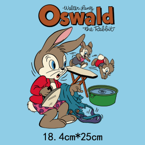 Adorable Cartoon Rabbit Jumping Water Trendy Brand New Print T-Shirt Hoodie Pattern Glue Printing Coating Heat Transfer 1646