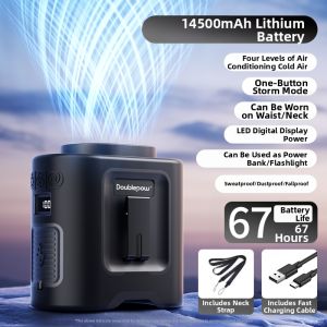 Doublepow | Portable Waist-Hanging Fan Super Long Battery Life Outdoor Cooling USB Rechargeable Mini Air Conditioner New 2025 Sports Fan