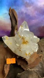 Bụi đá thạch anh phale Lemurian tự nhiên còn lớp ĐẤT năng lượng Vũ trụ 571