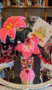 Limited Edition: Gift set Pink and Colorful 3d hearts sublimation mug with crystals with card gift box handmade flower for graduation birthday celebration for girls mothers gift