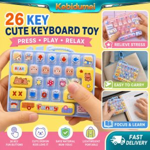 KEBIDUMEI Mini 26-Button Keyboard Fidget Toy Keychain Cute Cartoon Stress Relief Decompression Pendant for Bag Backpack Car Anxiety Relief Fidget Toy for Adults Kids Portable Durable