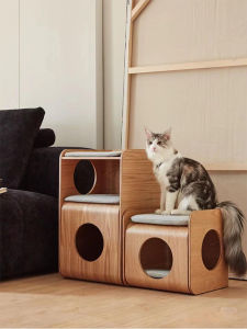 Solid Wood Cat Couch Bedside Table Four Seasons Universal Cat Villa Furniture Human Cat Shared Real Wood Cat Nest Table