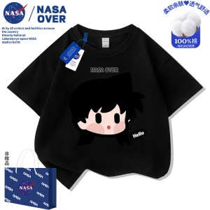 NASA Kids Cotton T-Shirt Short Sleeve Pure Cotton Cartoon Print Childrens Summer Fashionable Versatile Kids Top for Girls