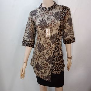blouse batik wanita motif ulir daun sogan arta batik KODE 31 batik sogan kombinasi motif terbaru batik 9.9 23 batik pilihan fashion terkini seragam batik batik alfa grosir batik setono