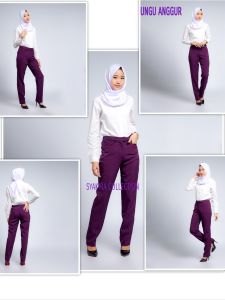 Celana wanita kerja kantor terbaru reguler polyester premium import syakira by azkia hitam abu tua