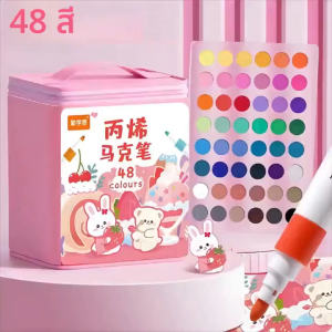 ปากกามาร์คเกอร์อะครีลิค ปลอดสารพิษ ล้างออกได้ 24 สี 48 สี ปลายนิ่ม สำหรับเด็กนักเรียน งานศิลปะ DIY - เน้นสีสัน ไม่เลอะเทอะ ทาบทับสีได้