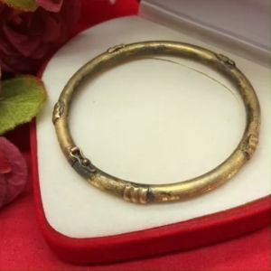 กำไลหลอดคลิปล็อคงานดิบทองเหลืองตัดลายคั่นปล้อง เส้นผ่านศูนย์กลาง 5.6 ซม.งานดิบไม่ได้ชุบ ทองเหลืองโบราณ พร้อมส่ง