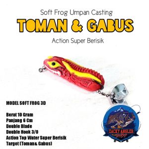 Soft Frog 3D Double Blade 6 Cm Si Sangar Umpan Casting Toman