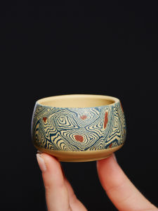 ถ้วยชาดินสอหล่อแบบโบราณจากอู่ฮั่น ถ้วยชามุงหัวใจของเจ้าของ ชุดเครื่องดื่มชาเซรามิกแบบแยกส่วนจากอู่ฮั่น