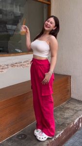 กางเกงขายาว ทรงกระบอก เอวพับ พรางหุ่นสาวอวบใส่ได้ค่า 😻 พร้อมส่ง สไตล์เกาหลีสุด รุ่น กางเกงซูชิ