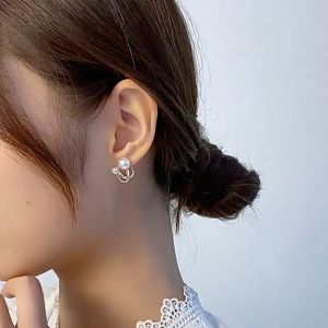 Anting Wanita Gaya Korea Motif Mutiara Model Tindik Tusuk Earrings Hijab Giwang Mutiara Accesories Fashion Aksesoris Anting Hello Girl E19