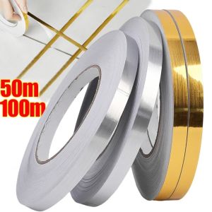 100M tự dính miếng gạch dán băng vàng bạc tường không thấm nước khoảng cách viền nẹp gạch đẹp đường may Sticker nhà đồ cung ứng trang trí