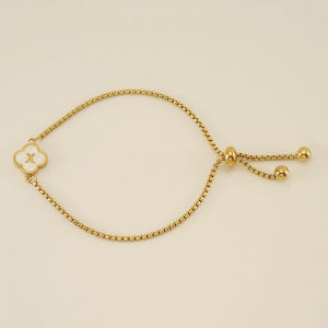 2025 Hot Selling Gold-plated Stainless Steel Adjustable A-Z Letter Bracelet Lucky Gold Adjustable Mother of Pearl Bracelet