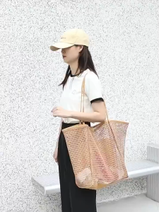 Beach Bag with Mini Pocket Large Mesh Tote Bags Holiday Essentials for Women Foldable Mesh Swimming Bag,Summer Casual Shoulder Bag for Picnic Pool Gym Travel Grocery