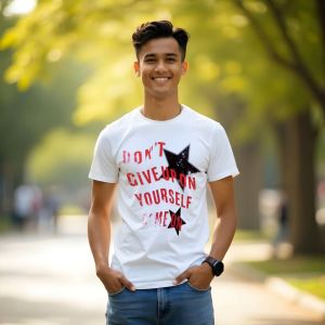 AlteruStore Baju Atasan Distro American Retro Style Motif DONT GIVE UP bahan 24s