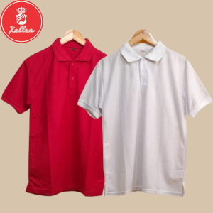 Kaos Kerah Polo Shirt Polos Putih Merah Lengan Pendek Atasan katun Pria Dewasa Terbaru - XELLEA