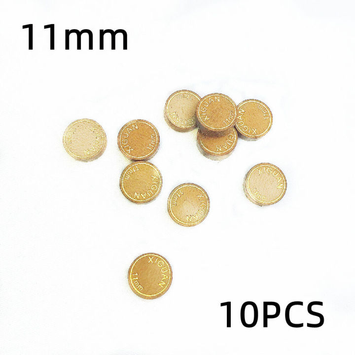 10PCS Snooker Cue Tips Head 11mm M Hardness 2 Layers Baked Leather