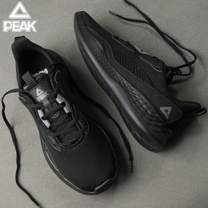 Peak Mens Running Shoes Flagship Mesh Soft Bottom Shock Absorption Lightweight Summer New Black Running Shoes for Men