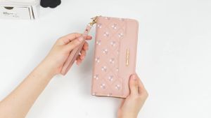 DOMPET PANJANG WANITA PINK BRANDY WA1076P3 KULIT 2 RESLETING KEKINIAN TALI MUAT HP KARTU PENDEK