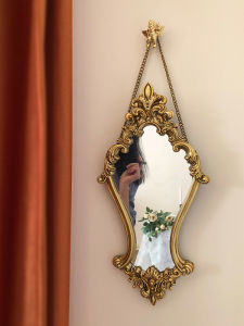 Retro Carved Beauty Mirror European Style Wall Hanging Makeup Mirror Combination Decorative Painting with Vanity Mirror