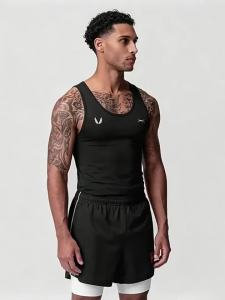 ASRV | Mens Compression Stringer Tank Top Quick Dry Sleeveless Gym Vest Bodybuilding Workout Fitness Casual Muscle Sport Singlet