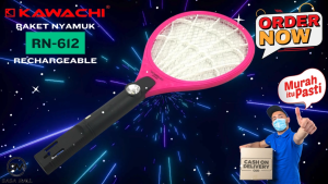Raket Nyamuk Listrik Kawachi RN-612 2 in 1 Charger Built In Dengan Senter LED 5w Perangkap Nyamuk Cas Recas Isi Ulang Recharge Raket Super Lebar Cegah DBD Elektrik Mosquito Zapper Electric Rechargeable Laz COD Bisa Bayar di Tempat Graha Mart