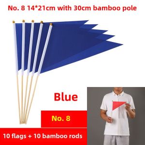 No. 6 No. 7 Triangle Colorful Flag Red Flag Solid Bamboo Pole Small Hand Holding Waving Flag Command Flag Advertising Blank Flag Inserted into the Soil