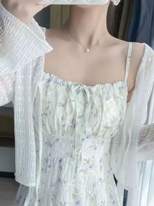 เสื้อคลุมกันแดดผ้าโปร่งแขนยาวสไตล์เกาหลีสำหรับผู้หญิงในช่วงฤดูร้อน เสื้อคลุมกันแดดแบบคาร์ดิแกนคอวีแขนยาว