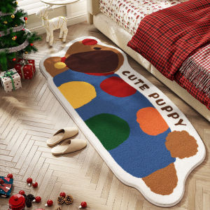 VIKAMACute Spot Sausage Dog Cashmere Floor Mat Living Room Decorative Carpet Bedroom Balcony Non-Slip Bay Window Bedside Blanket