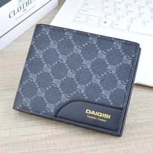 New Mens Wallet Short Style Multi-Card Slot Print Soft Leather Retro Money Clip for Young Men Polyester Fabric Wallet