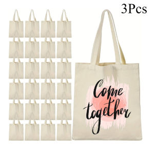 3-Pack Sublimation Blank Tote Bags for DIY Crafts Iron-On Transfer Heat Press Reusable Shopping Bags for Tie-Dye Projects