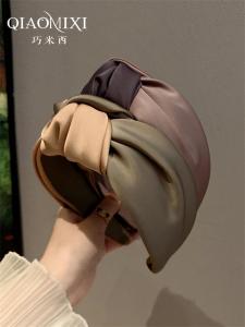 Elegant Satin Hairband Wide Edge Knot Design Outdoors Womens Fashion Accessory Simple Versatile Hair Clip for High Hairline