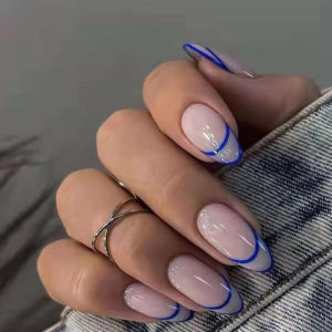 24 Móng Giả Dài Kiểu Stiletto Dán Ngay Hình Hạnh Nhân Màu Aurora Đầu Móng Pháp Trắng Lấp Lánh Dành Cho Nữ Thiết Kế Đơn Giản Thời Trang