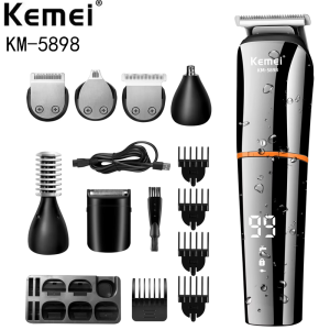 Kemei | Kemei Waterproof 11 in 1 Mens Grooming Kit Electric Beard Trimmer Cordless Razor Hair Clippers Rechargeable Nose Trimmer
