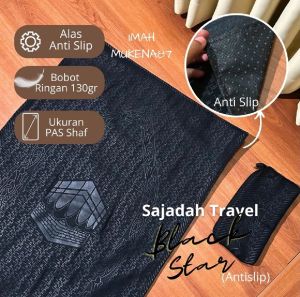 Sajadah Travel Motif Black Star ANTI SLIP pouch resleting