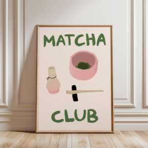 Matcha Club Poster | Poster Decoration MinimalistAesthetic Kitchen PrintMatcha Lover GiftPrint Printing PosterArtful Poster