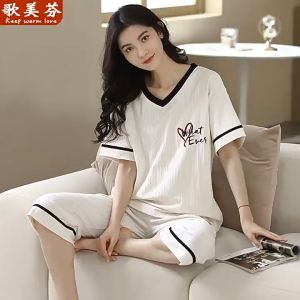 Bộ Đồ Ngủ 100% cotton Tay Ngắn In Hoạt Hình Dành Cho Nữ