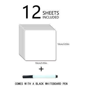 12Pcs Reusable Whiteboard Stickers DIY Removable Labels with Black Marker Dry Erase Whiteboard for Glass Fridge Cabinets Office
