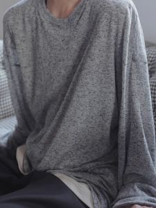 K-style Frayed Bottoming Shirt Long Sleeves T-shirt Lightweight Breathable Sun Protection Blouse Knitting Men Summer American Lightly Mature