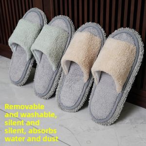 Removable Washable Indoor Mop Slipper with Kitchen Towel Bottom for Silent and Stain-free Floor Cleaning