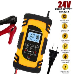 Smart Car Battery Charger 12V/ 24V with Built-in Cooling Fan Repair Battery LCD Display Multiple Protection AC100W