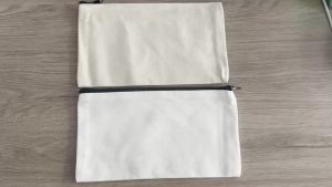 1/5Pcs Blank DIY Craft Canvas Pencil Case - Makeup Pouch Multi-Purpose Travel Toiletry Zipper Bag Bulk Cosmetic Bags