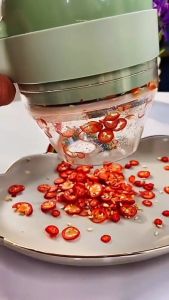 Chopper Gagang Mini Elektrik 4in1 Serbaguna Penggiling Pemotong Penghalus Daging Sayuran Praktis Simple Tanpa Kabel