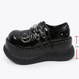 Punk Style Thick Bottom Platform Loafers Womens Fashion Heightening Clogs Deep Mouth Single Shoes round Toe Rubber Sole
