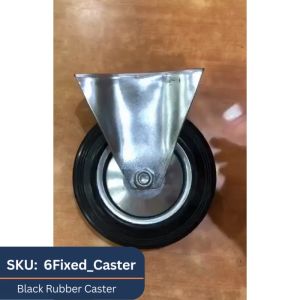 Fixed Rigid Type With Hood Black Rubber Wheel Casters 6 inches for Industrial Automotive Medical Equipment
