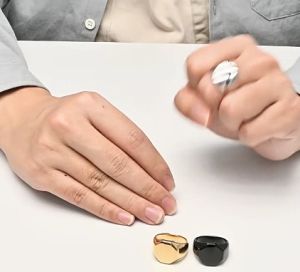 Kemstone แหวนเครื่องประดับสแตนเลสสตีลผู้ชายหกด้านรูปทรงเรขาคณิต